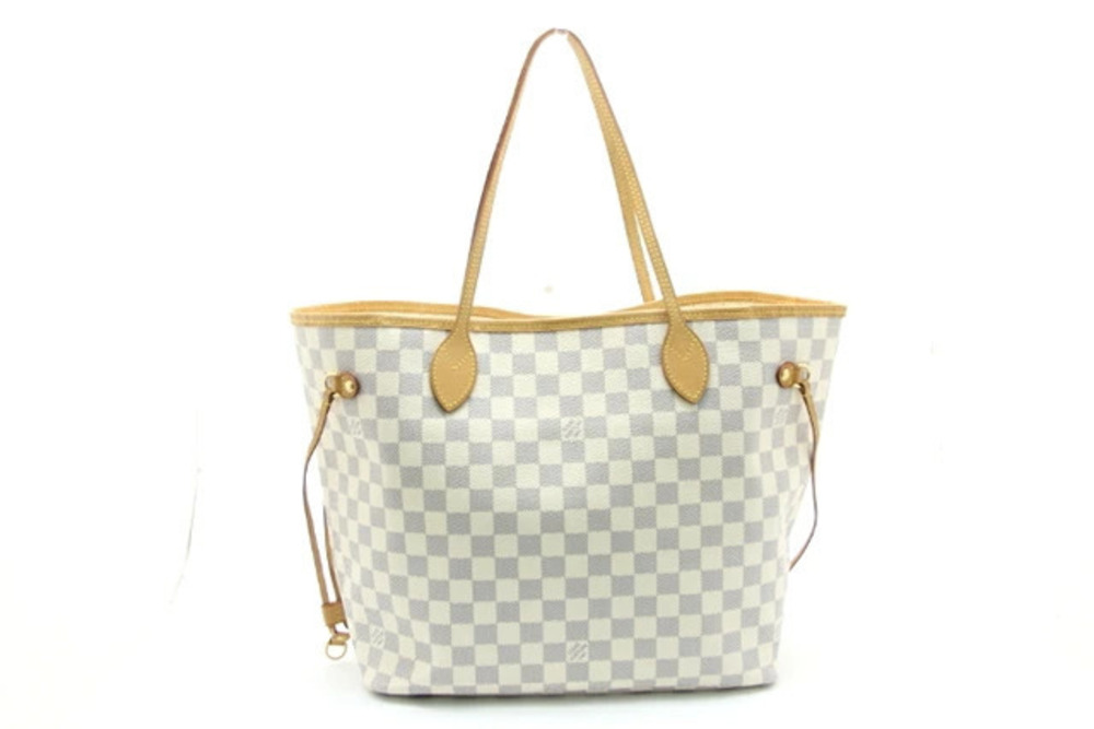 LOUIS VUITTON Damier Azur White Neverfull Tote Bag